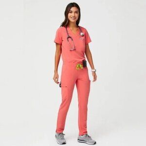 Figs Scrubs Coral Pink Regular Yola Pants XS Regular